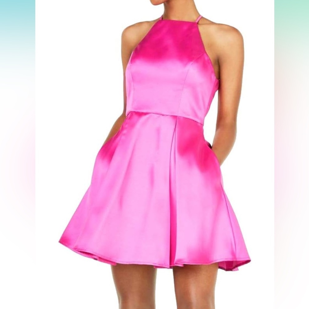 B Darlin Fuchsia Satin Dress